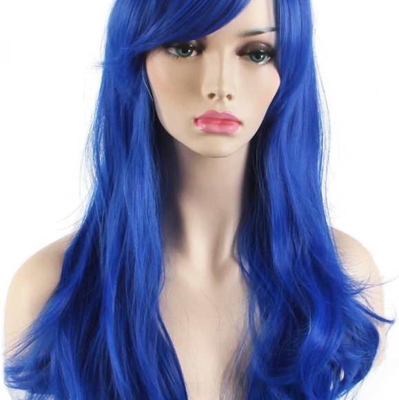 Fun Akstore Fashion Wigs Long Wavy Curly Hair Cosplay Wig & Wig Cap (Blue) - Picture 3 of 7